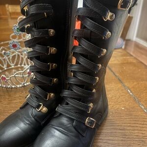 Black Strappy girls boots size 11